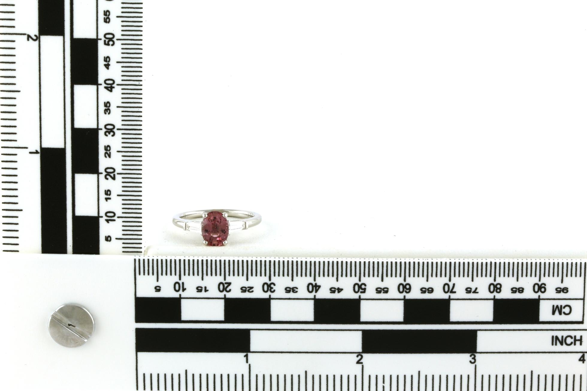 Pink Sapphire Art Deco Fashion Ring with Diamonds in White Gold (2.05twt)