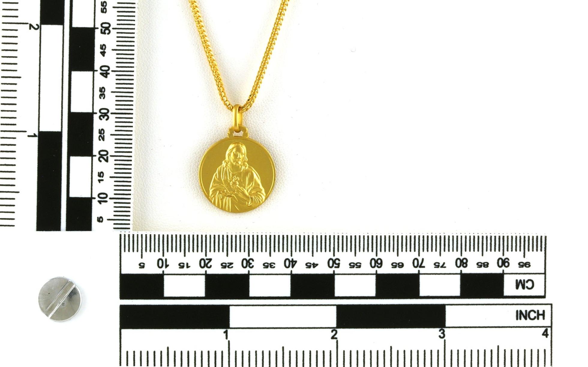Estate Piece: Reversible Jesus and Mother Mary Pendant or Necklace in Yellow Gold scale