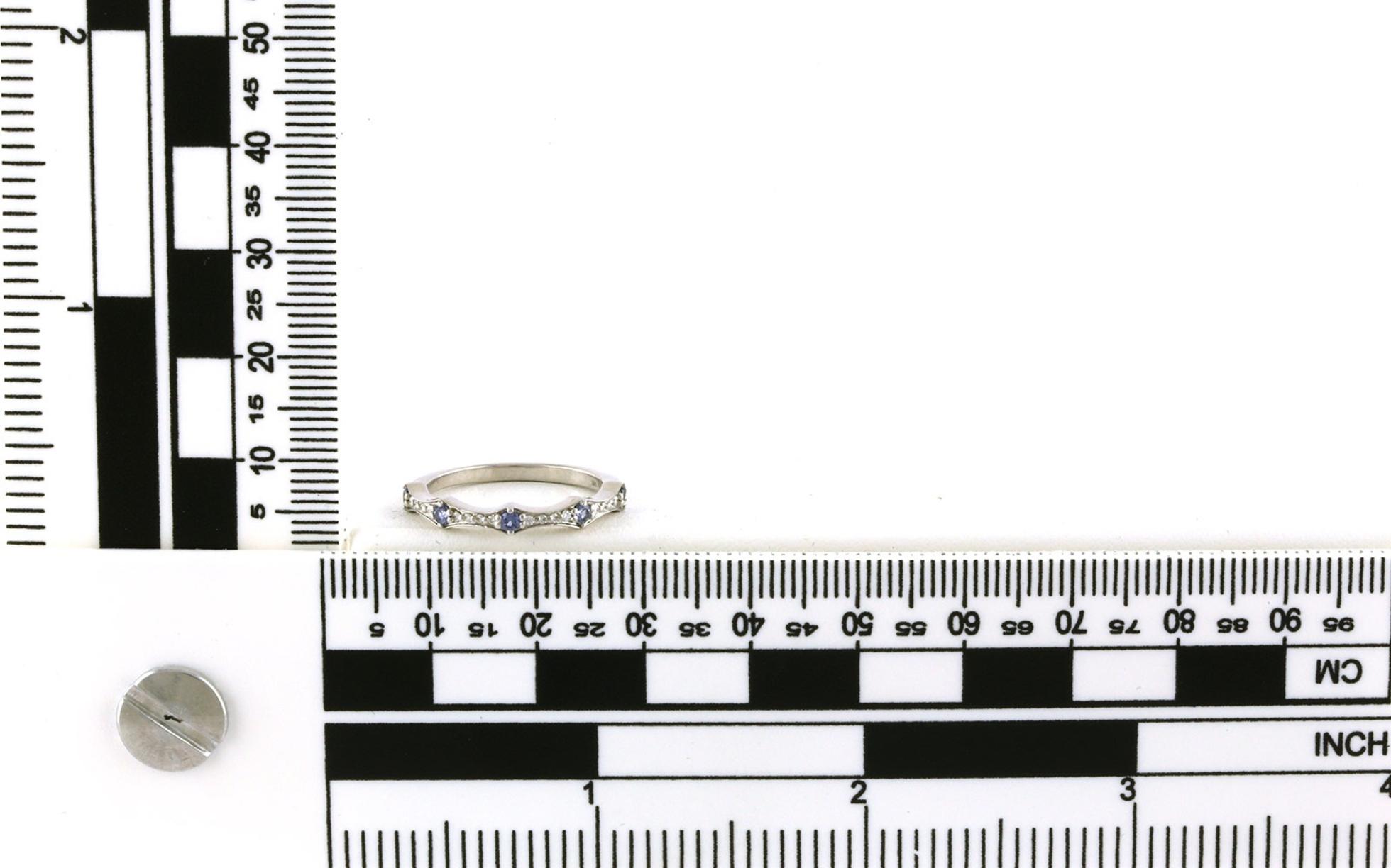 Montana Yogo Sapphire Scalloped Band with Diamonds in White Gold (0.27cts TWT) scale