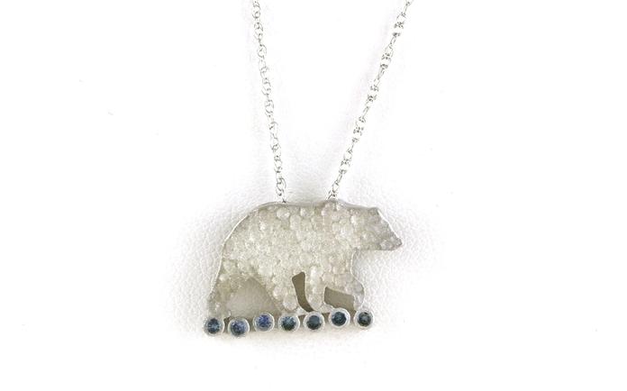 content/products/7-Stone Bear Montana Sapphire Pendant or Necklace with Matte Hammered Finish in Sterling Silver (0.14cts TWT)