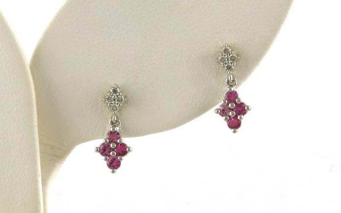 content/products/Drop 4-stone Cluster Pink Sapphire and Diamond Dangle Earrings in White Gold (0.49cts TWT)