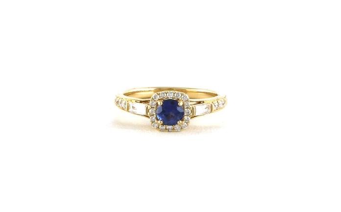 content/products/Cushion-Halo Montana Yogo Sapphire and Baguette-cut Diamond Ring in Yellow Gold