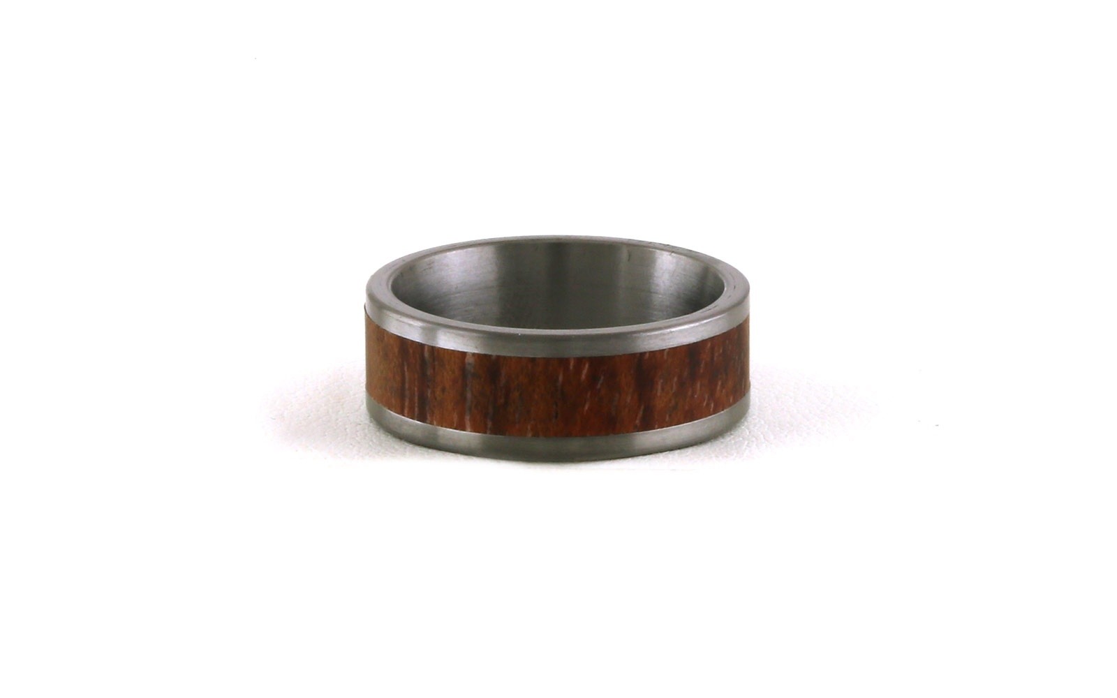Flat Comfort Fit Wooden Inlay Wedding Band in Gray Tantalum (sz 10)