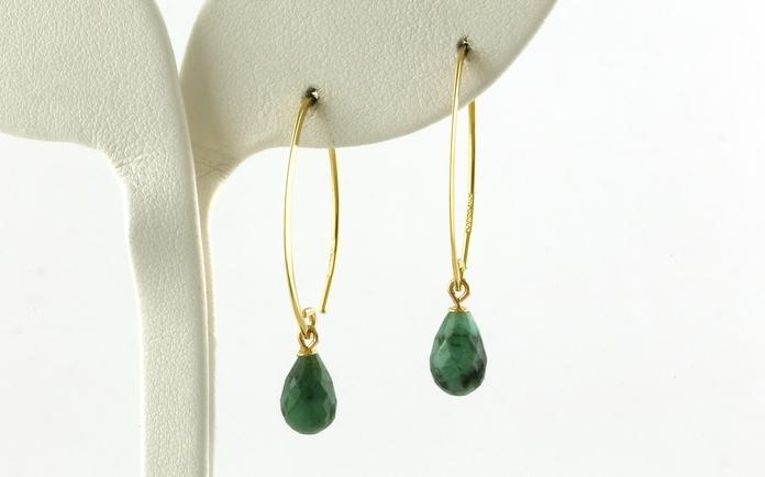 content/products/Sweep-Style Briolette Emerald Dangle Earrings in Yellow Gold