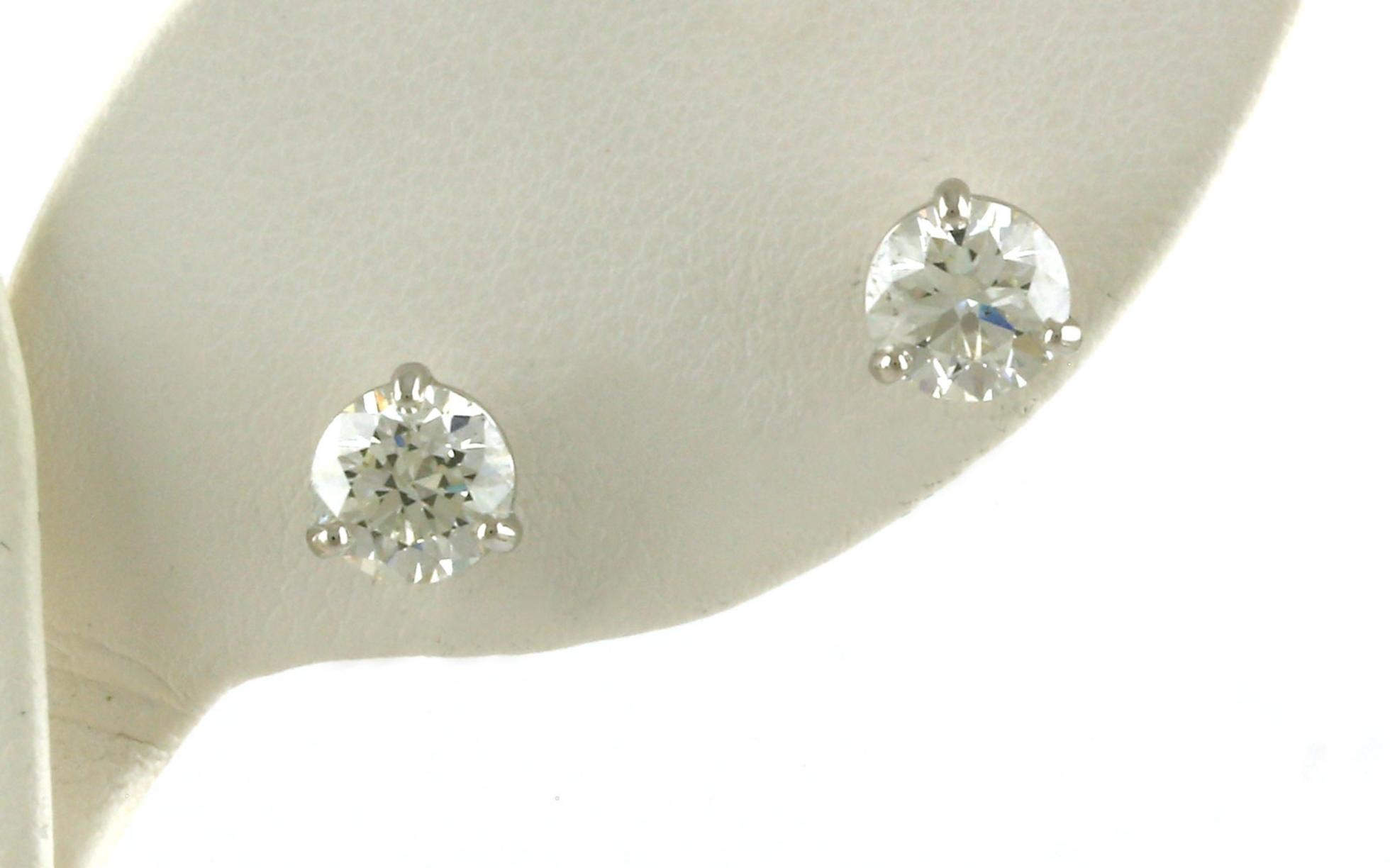 Diamond Stud Earrings in 3-Prong Martini Settings in White Gold (2.01cts TWT)
