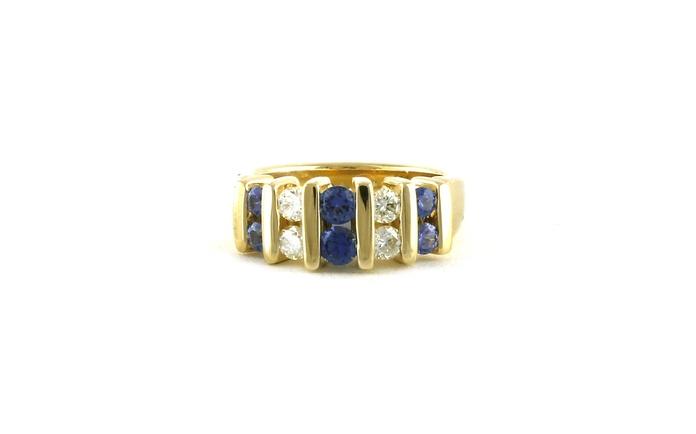 content/products/2-Row Bar-set Montana Yogo Sapphire and Diamond Ring in Yellow Gold (0.87cts TWT)