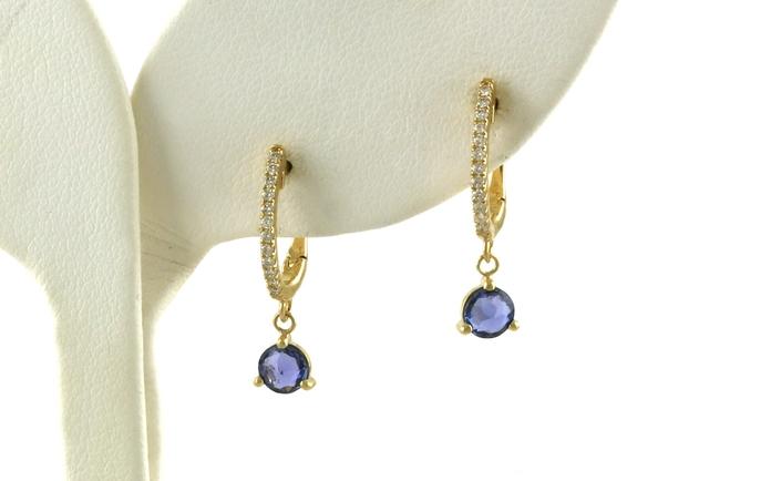 content/products/Montana Yogo Sapphire Dangle and Diamond Hoop Earrings in Yellow Gold (0.71cts TWT)