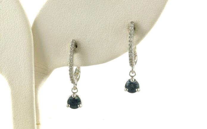 content/products/ Montana Sapphire Dangle and Diamond Hoop Earrings in White Gold (0.74cts TWT)