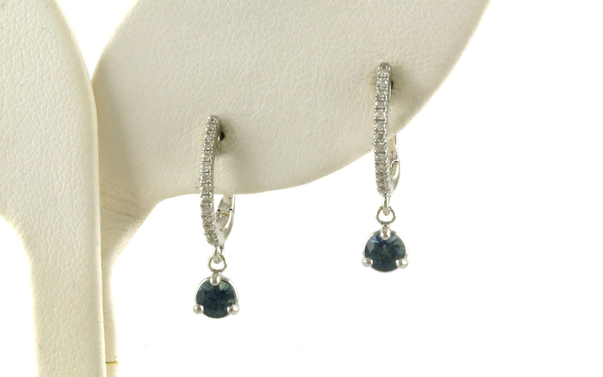  Montana Sapphire Dangle and Diamond Hoop Earrings in White Gold (0.74cts TWT)