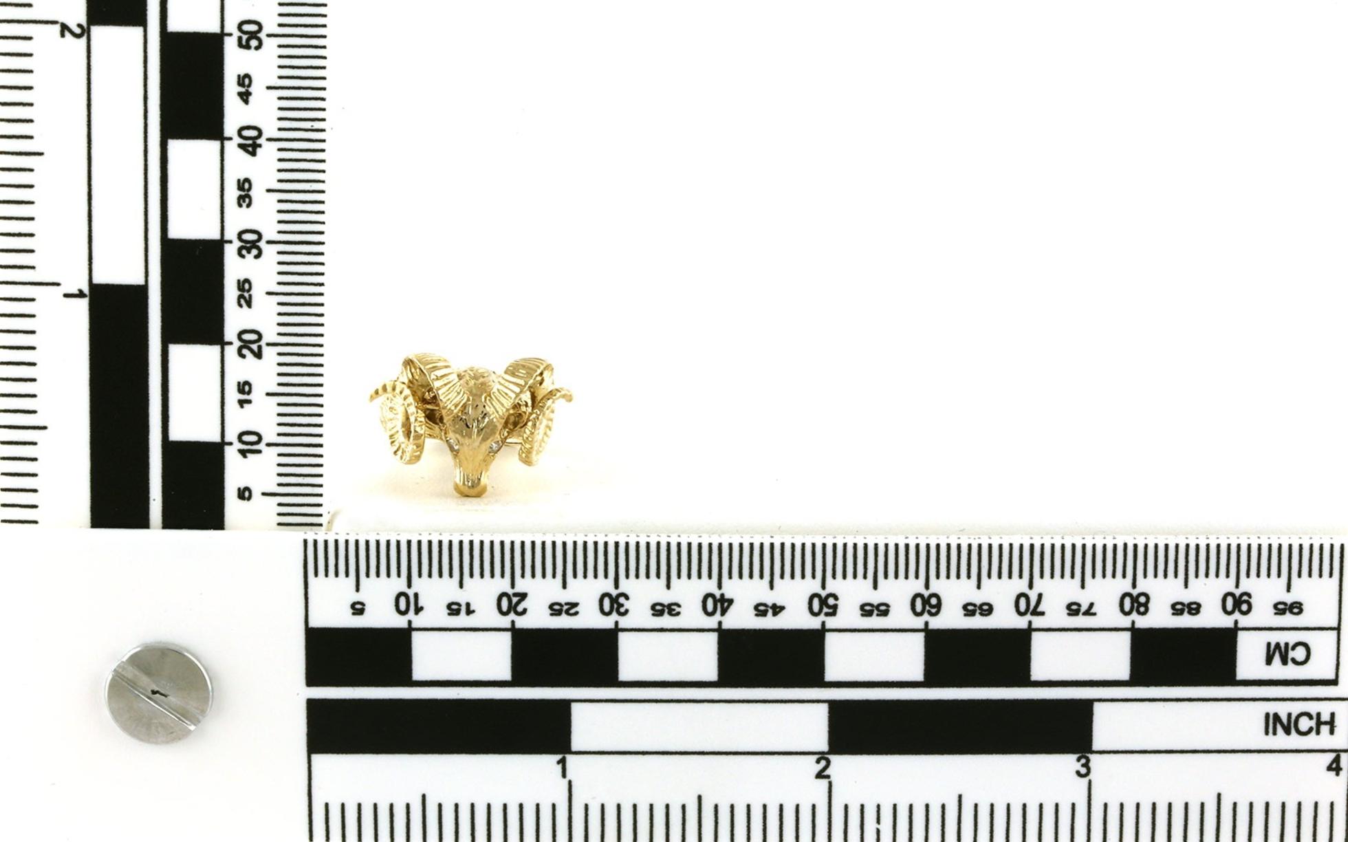 Estate Piece: Ram's Head Ring with Diamond Eyes in Yellow Gold (0.03cts TWT) scale