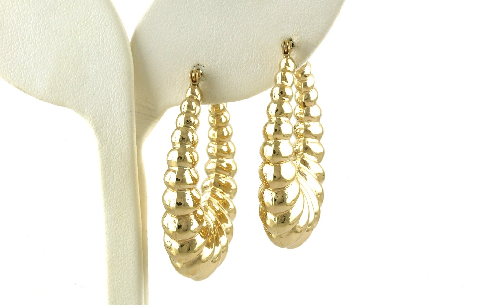 Estate Piece: Large Hollow Croissant Hoop Earrings in Yellow Gold