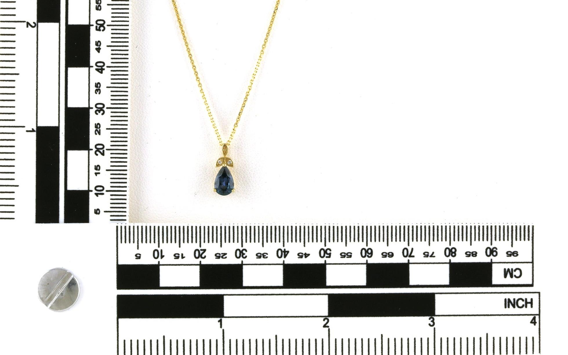 Teardrop Pear-cut Montana Sapphire Necklace with Diamonds (0.96cts TWT) scale