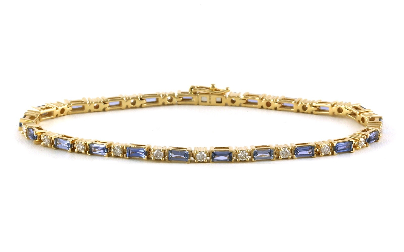 Alternating Prong-Set Line "Tennis" Montana Yogo Sapphires Diamonds (3.75ctw TWT)