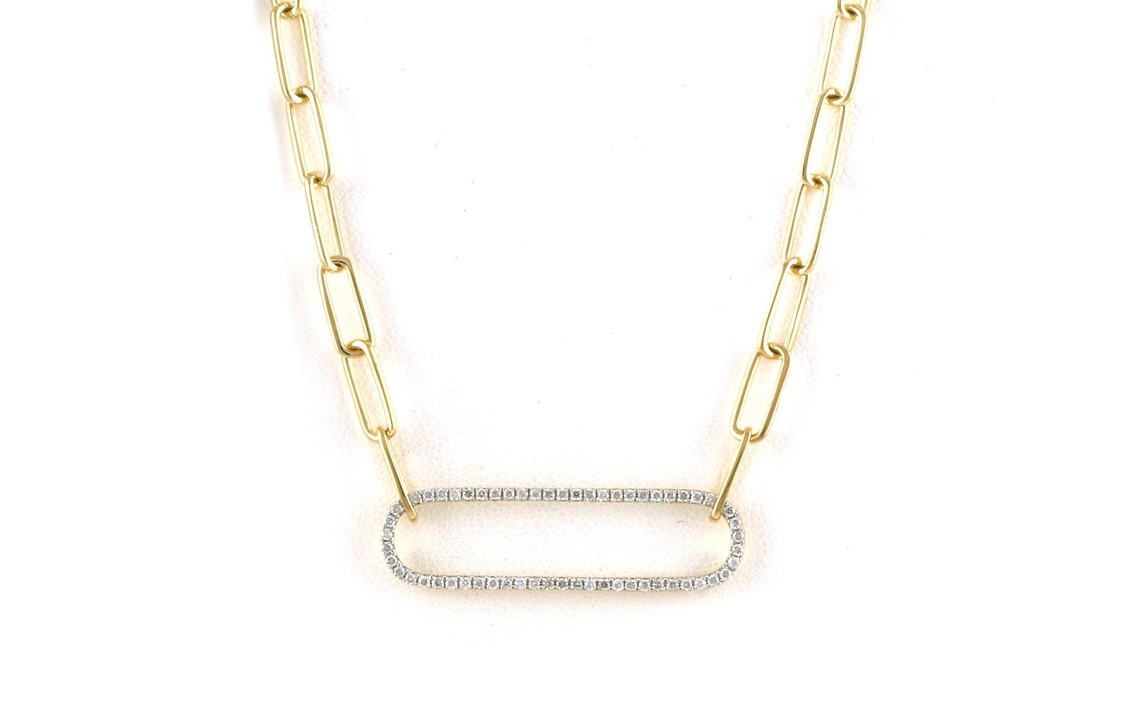 Pave Link Split Chain Paperclip Diamond Necklace (0.29ctw TWT)