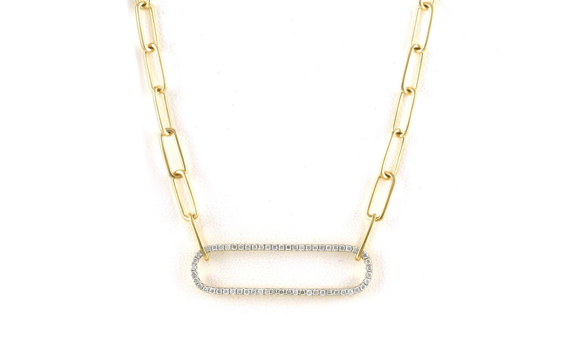 Pave Link Split Chain Paperclip Diamond Necklace (0.29ctw TWT)