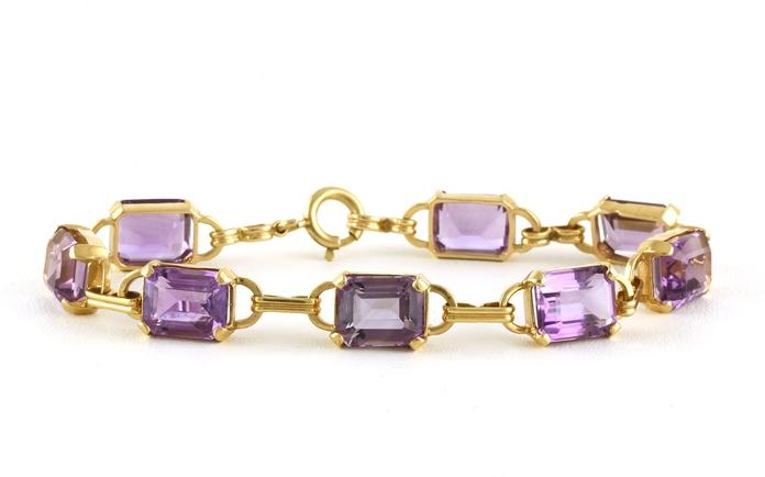 content/products/Estate Piece: Emerald-cut Amethyst Fancy Link Line Bracelet in Yellow Gold (21.00cts TWT)
