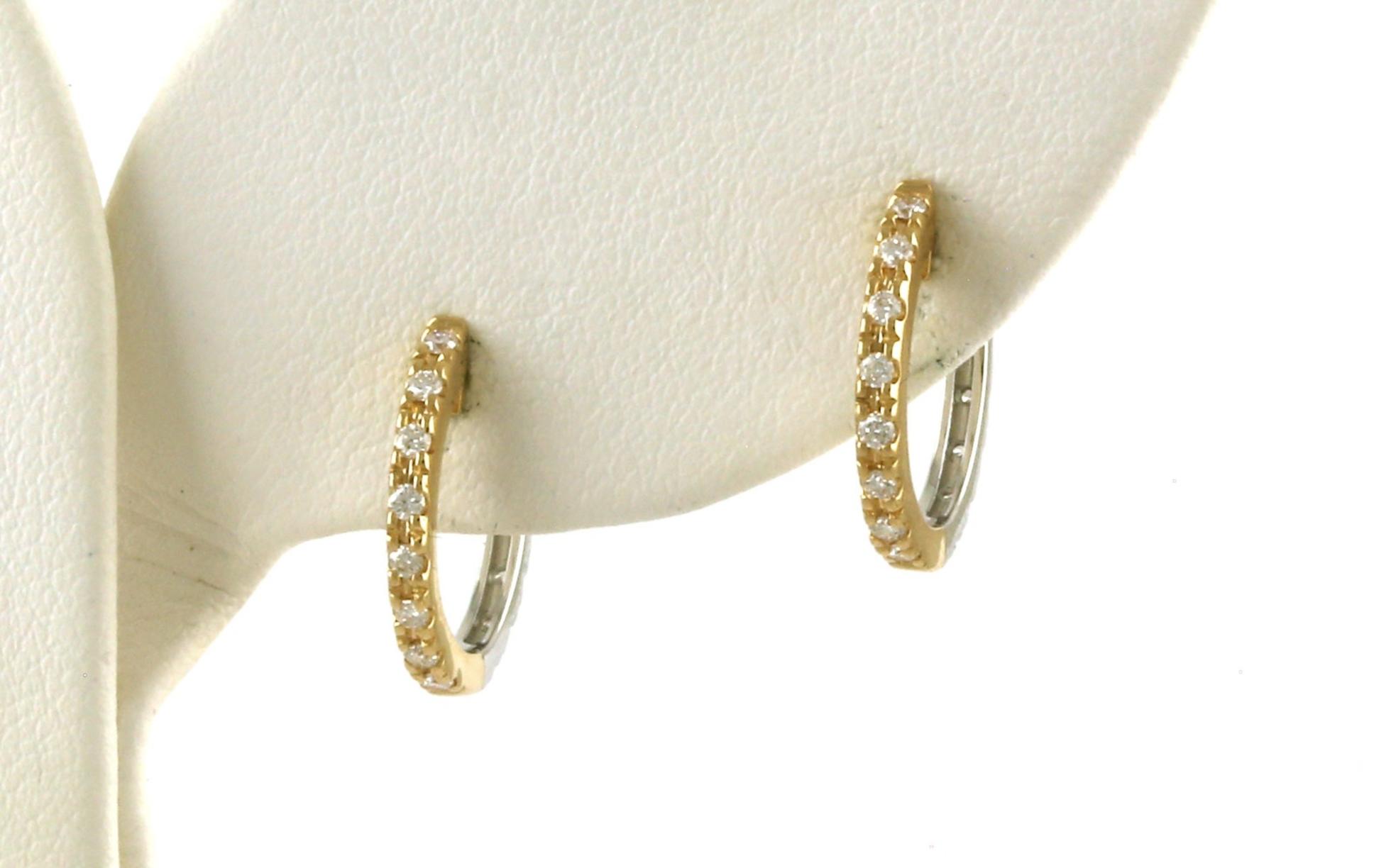 Reversible Hoop Diamond Earrings in Two Tone Yellow and White Gold (0.32cts TWT) back