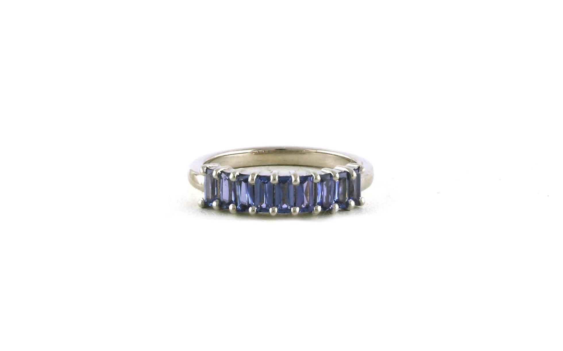 9-Stone Share-Prong Montana Yogo Sapphire Ring in White Gold (1.10ctw TWT)