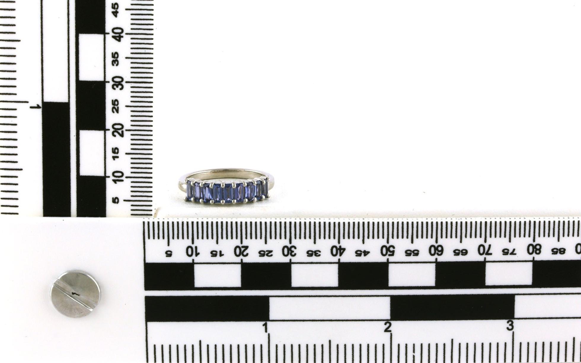 9-Stone Share-Prong Montana Yogo Sapphire Ring in White Gold (1.10ctw TWT) scale