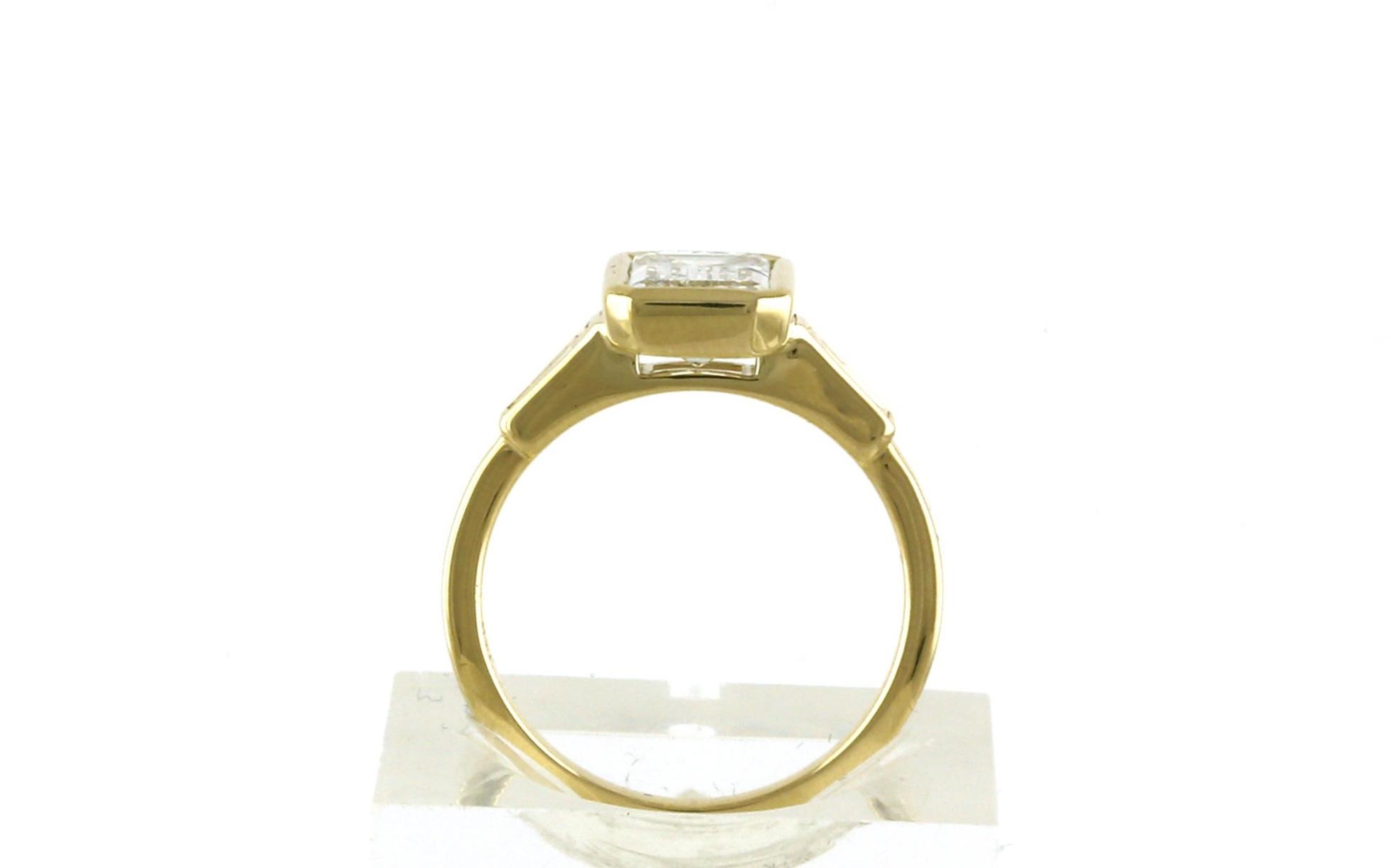 3-Stone Bezel-Set Emerald-Cut and Baguette-Cut Diamond Engagement Ring (2.34cts TWT) side