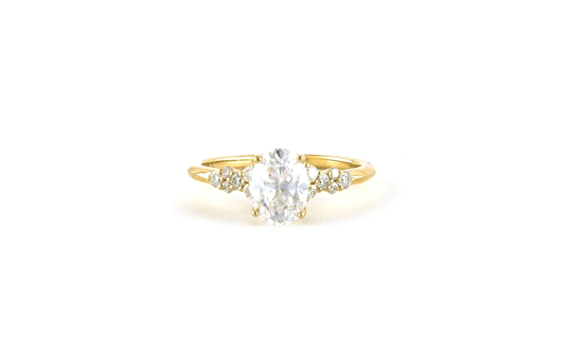 4-Prong Oval Center with Cluster Sides and Pave Diamonds ring in Yellow Gold (1.33ctw TWT)