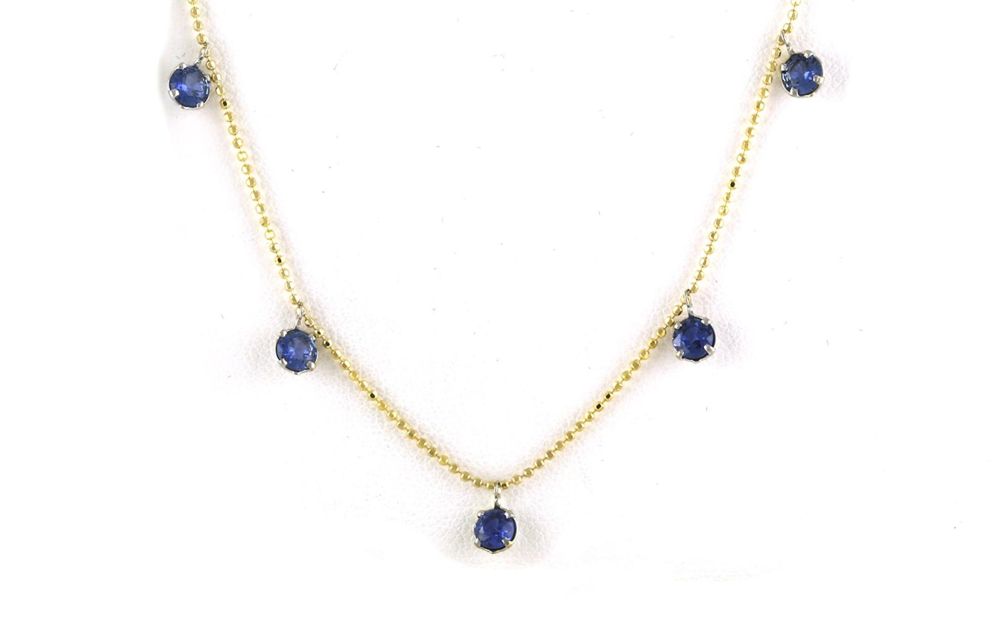 Station Dangle Montana Yogo Necklace in Two Tone Gold (1.55cts TWT)