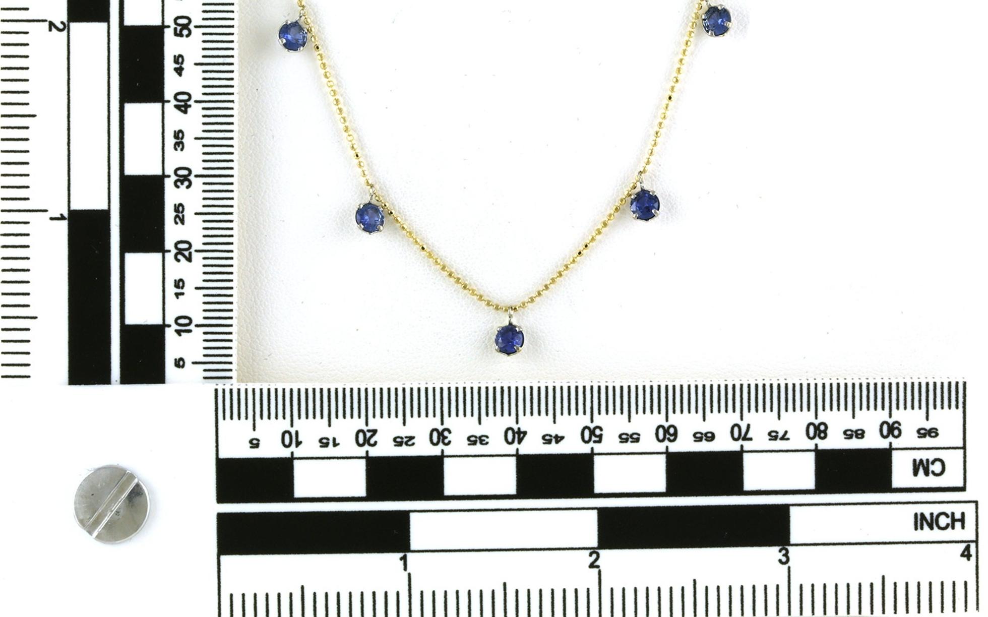 Station Dangle Montana Yogo Necklace in Two Tone Gold (1.55cts TWT) scale