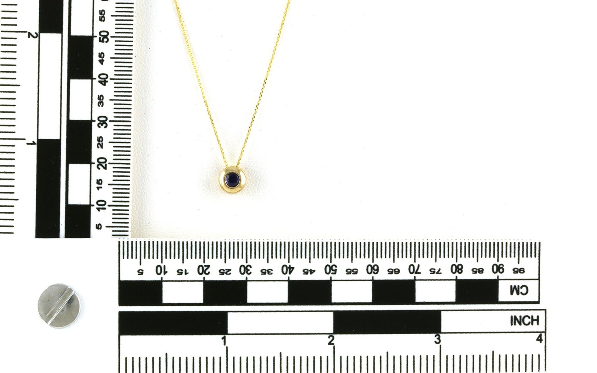 Back-Set Solitaire Huckleberry Montana Yogo Sapphire Necklace in Yellow Gold (0.30ct) scale