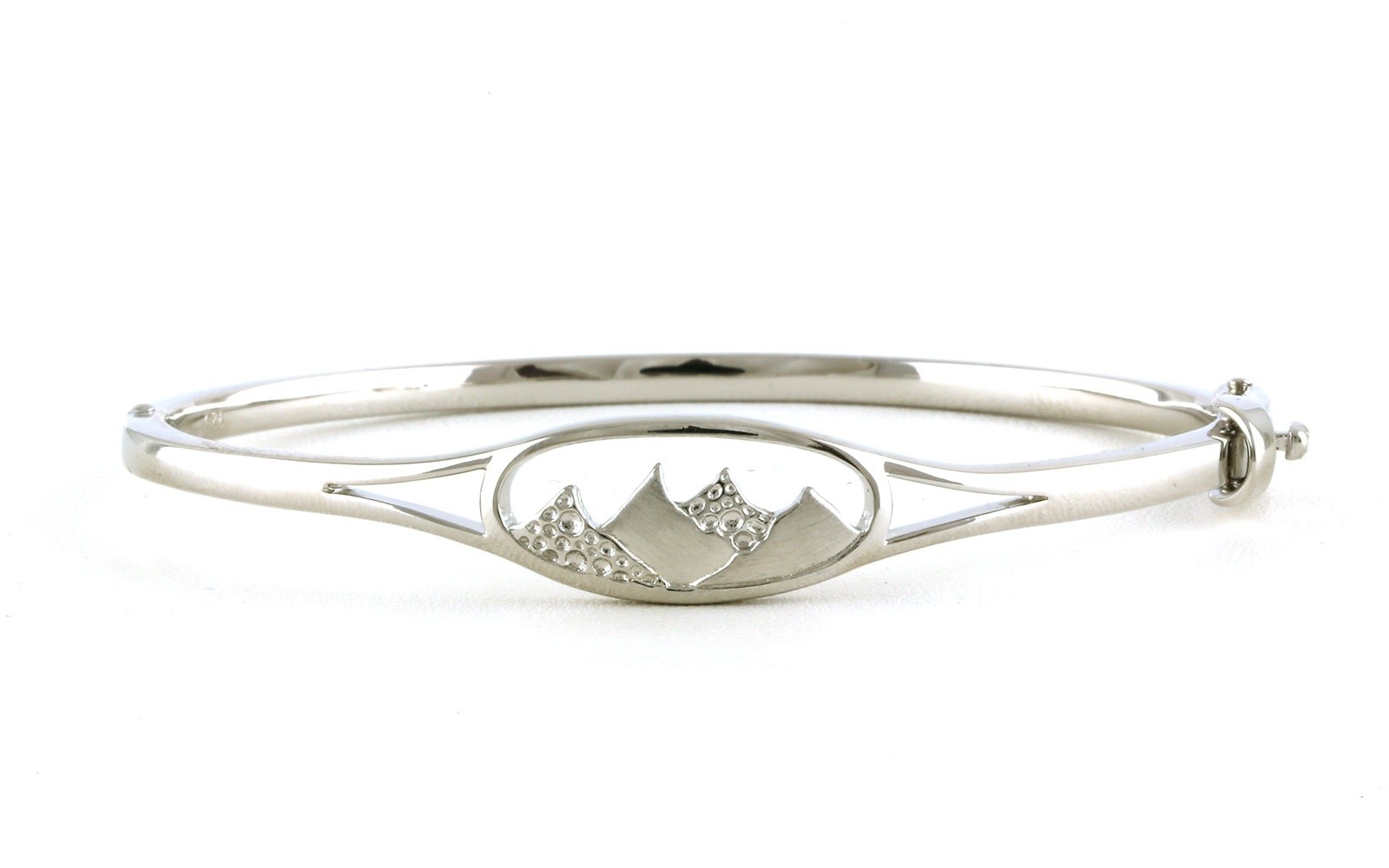 Oval Mountain Outline Split Hinged Cuff Bracelet in Sterling Silver