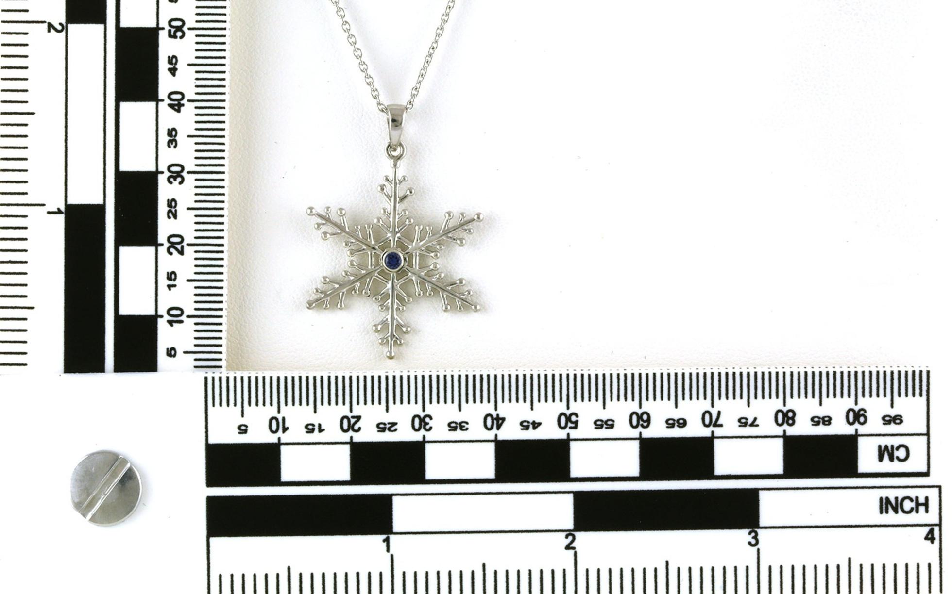 Bezel-Set Snowflake Montana Yogo Sapphire Necklace in Sterling Silver (0.06ct) scale