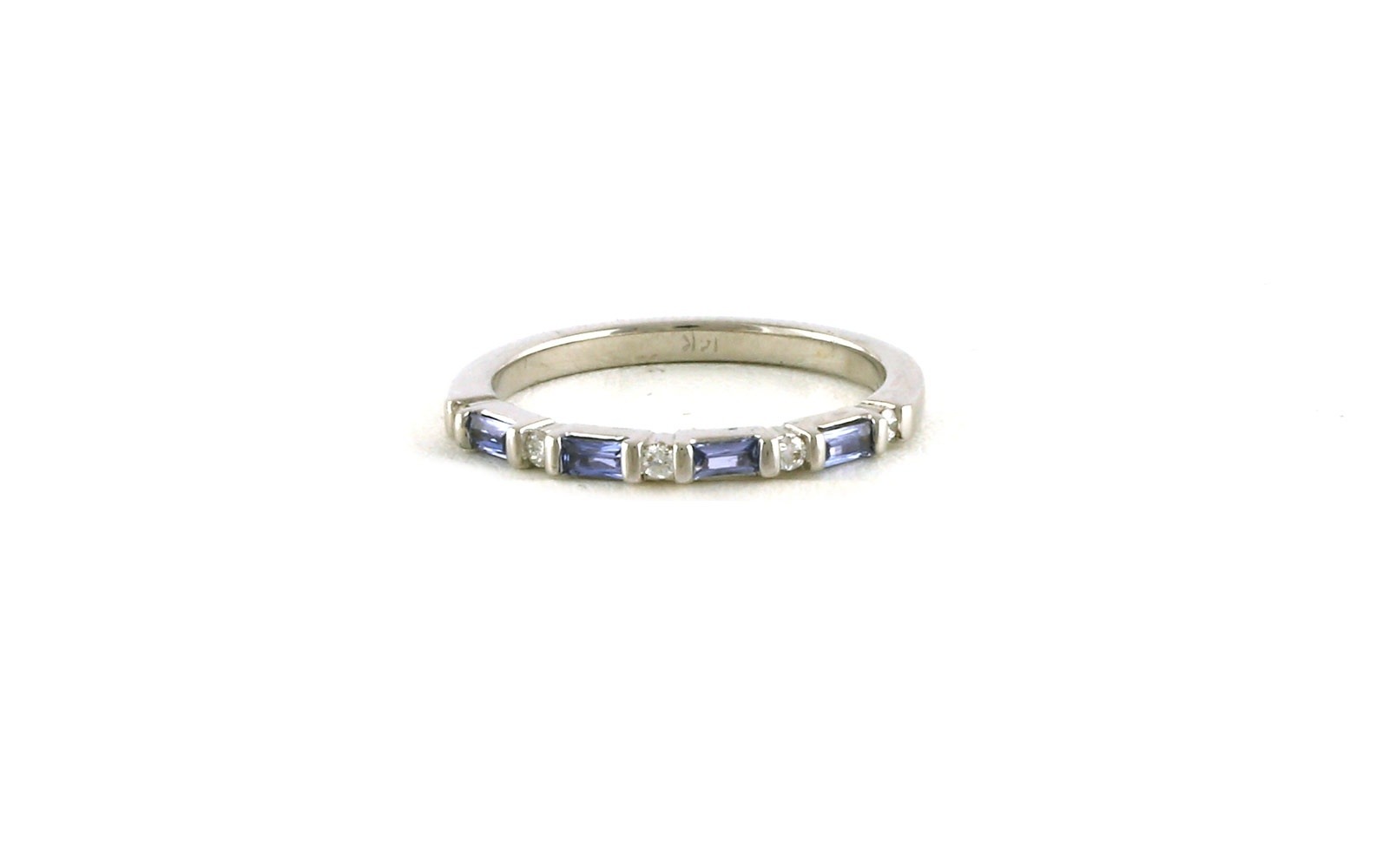 Alternating Bar-Set Montana Yogo Sapphire and Diamond Wedding Band in White Gold (0.40cts TWT)