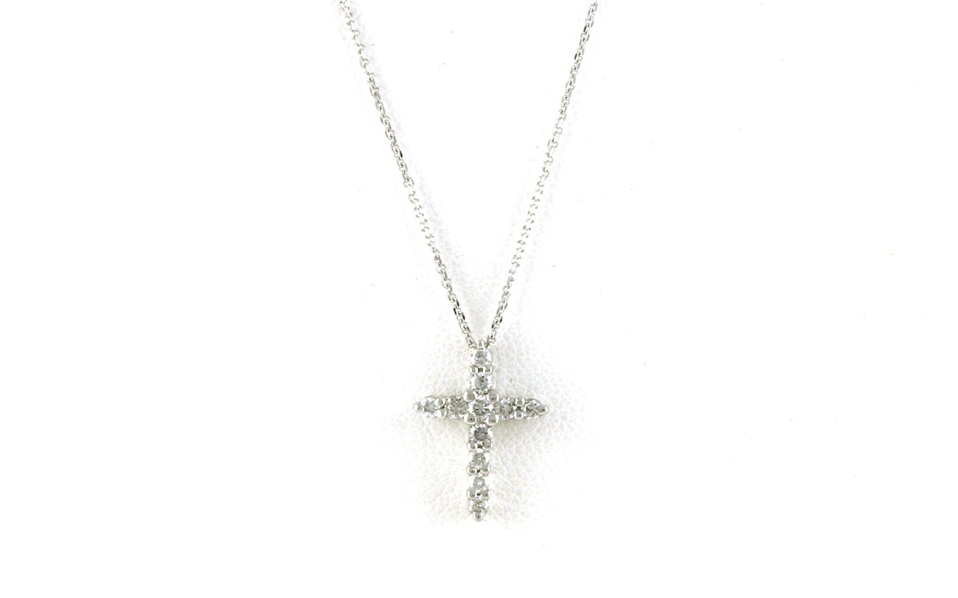 Share-Prong Diamond Cross Slide Necklace in White Gold (0.27cts TWT)