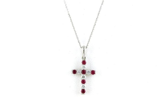 content/products/Ruby and Diamond Cross Necklace in White Gold (0.57cts TWT)