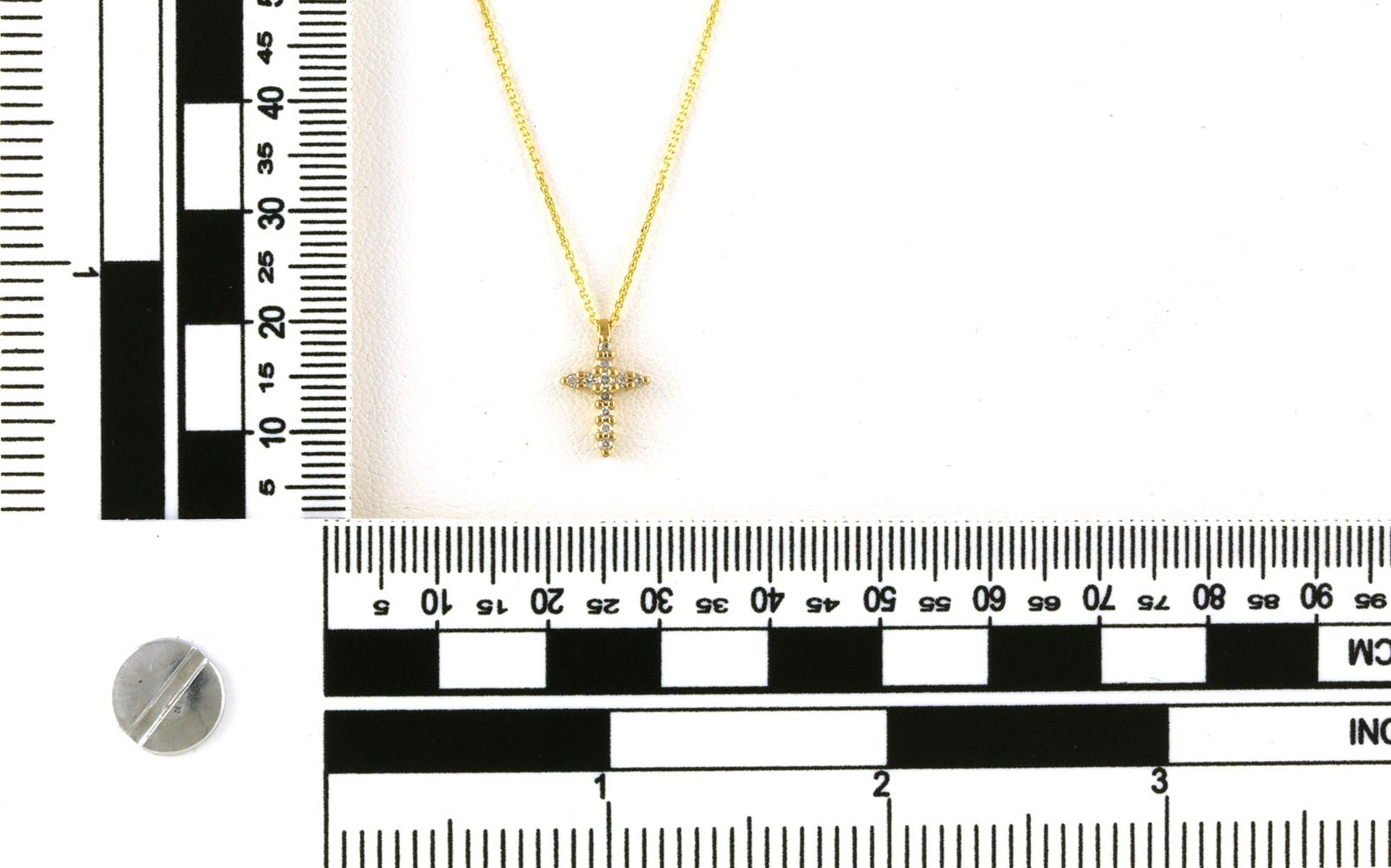 Pave Diamond Cross Necklace in Yellow Gold (0.10cts TWT) scale