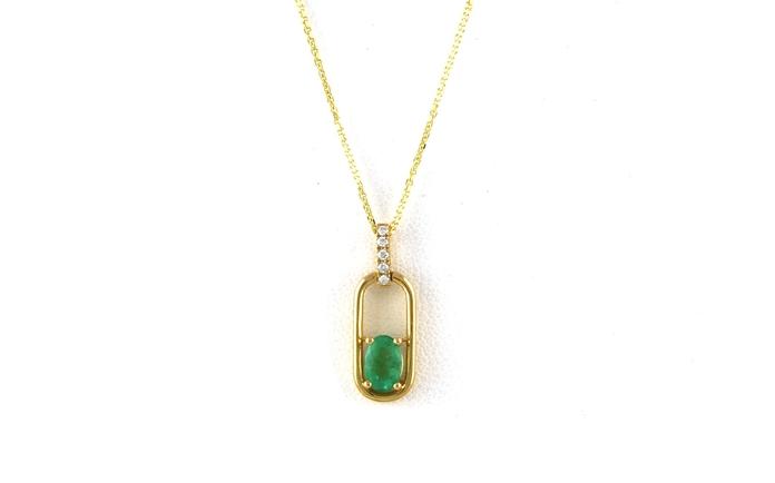 content/products/4-Prong and Pave Emerald and Diamond Two Tone Necklace in Yellow and White Gold (0.49cts TWT)