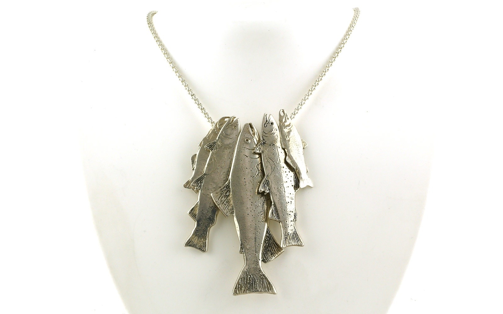 Estate Piece Trout String Necklace in Sterling Silver