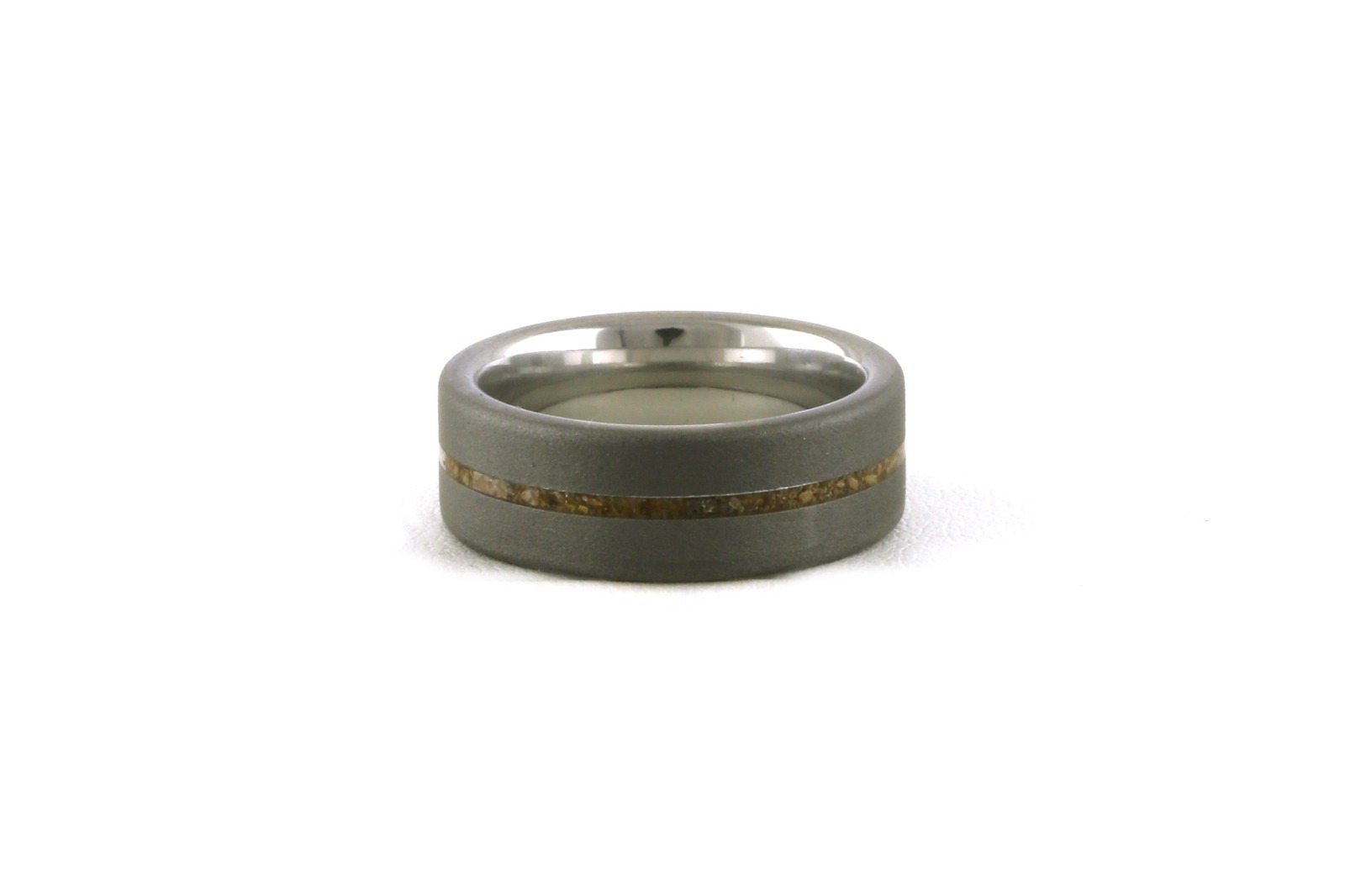 Dinosaur Bone Inlay Domed Wedding Band in Gray Serinium