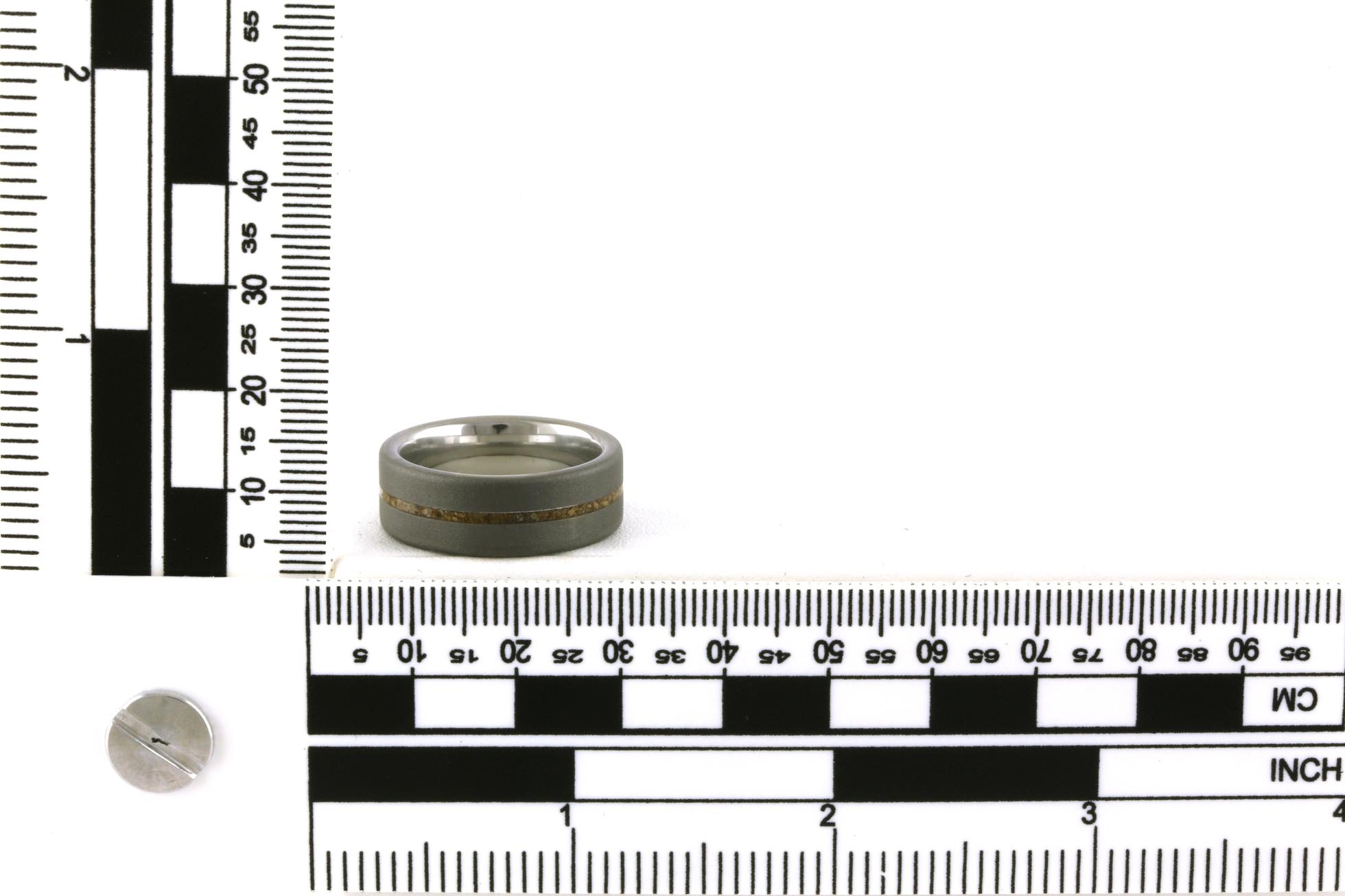 Dinosaur Bone Inlay Domed Wedding Band in Gray Serinium scale
