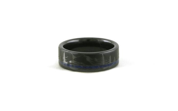 content/products/Blue Lapis Inlay with Flat Mountain Etching Wedding Band in Black Ceramic