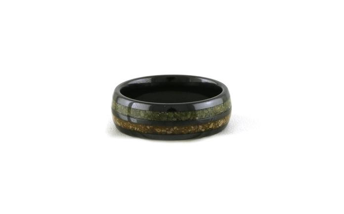 content/products/Green/Brown Dinosaur Bone Inlay Domed Wedding Band in Black Ceramic