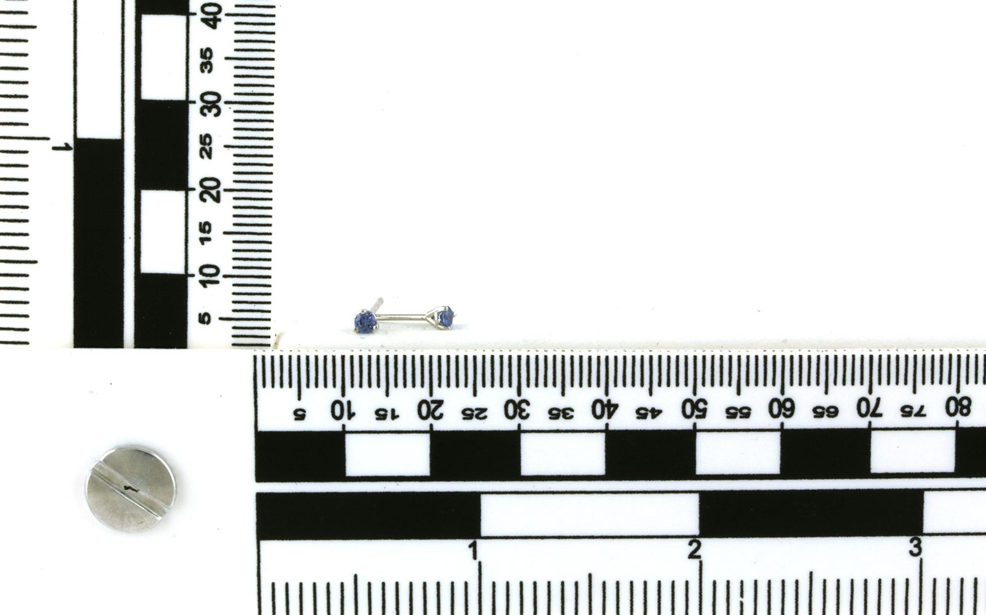 3-Prong Basket-Set Montana Yogo Sapphire Stud Earrings in White Gold (0.12cts TWT) scale