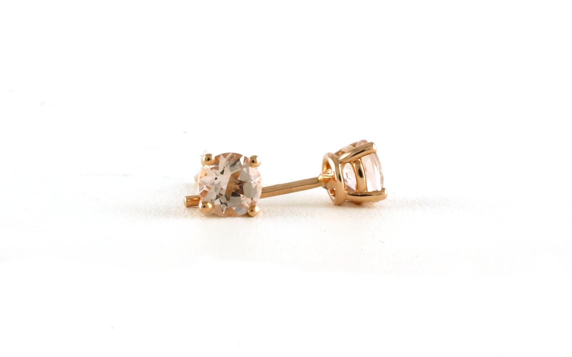 4-Prong Morganite Stud Earrings in Rose Gold (0.91cts TWT) side