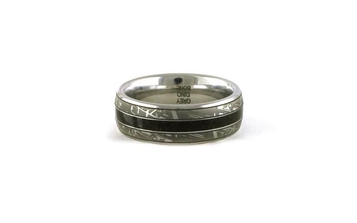 content/products/White Meteorite with Grey Dinosaur Bone Inlay Wedding Band