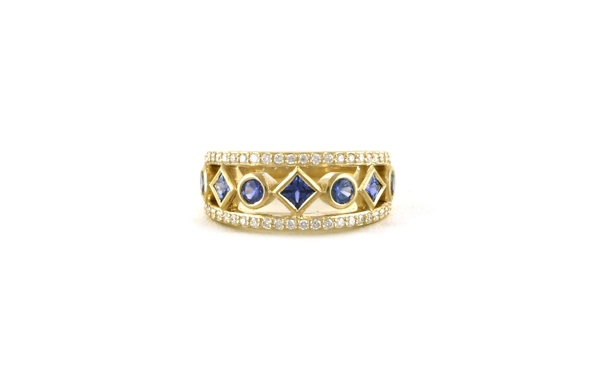 Alternating Shape Montana Yogo Sapphire and Diamond ring in Yellow Gold (1.14cts TWT)