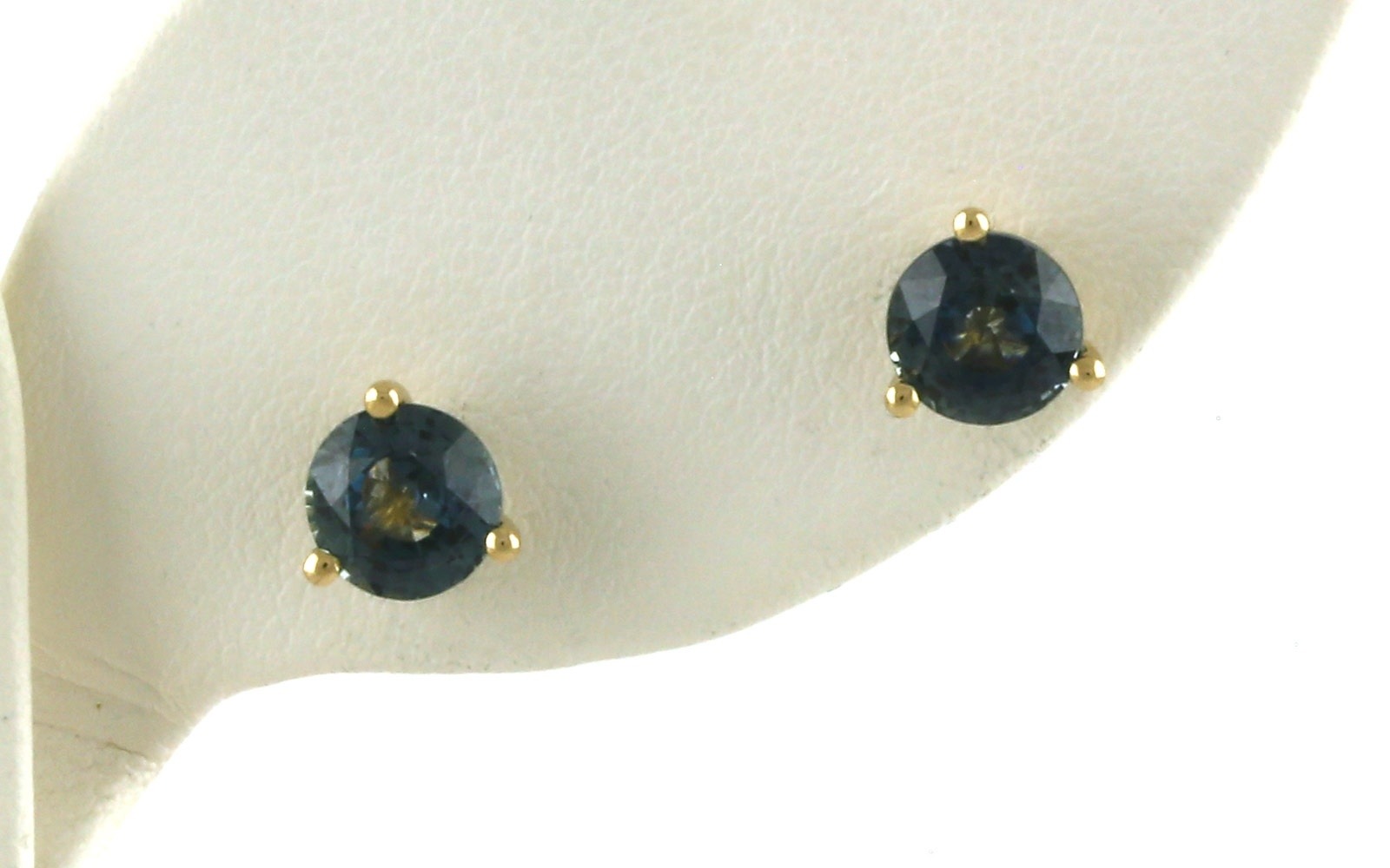 Montana Sapphire 3-Prong Stud Earrings in Yellow Gold (2.16cts TWT)