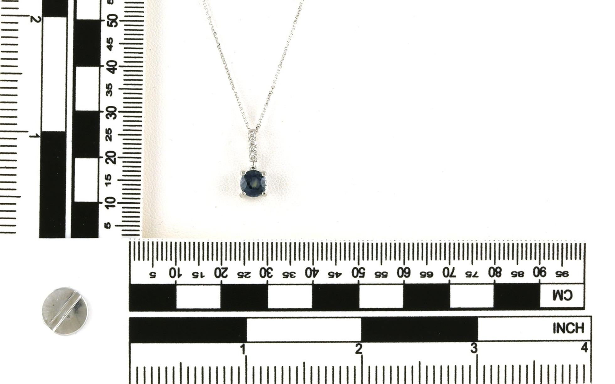 Montana Sapphire and Diamond Pave Drop Pendant Necklace in White Gold (1.14cts TWT) scale