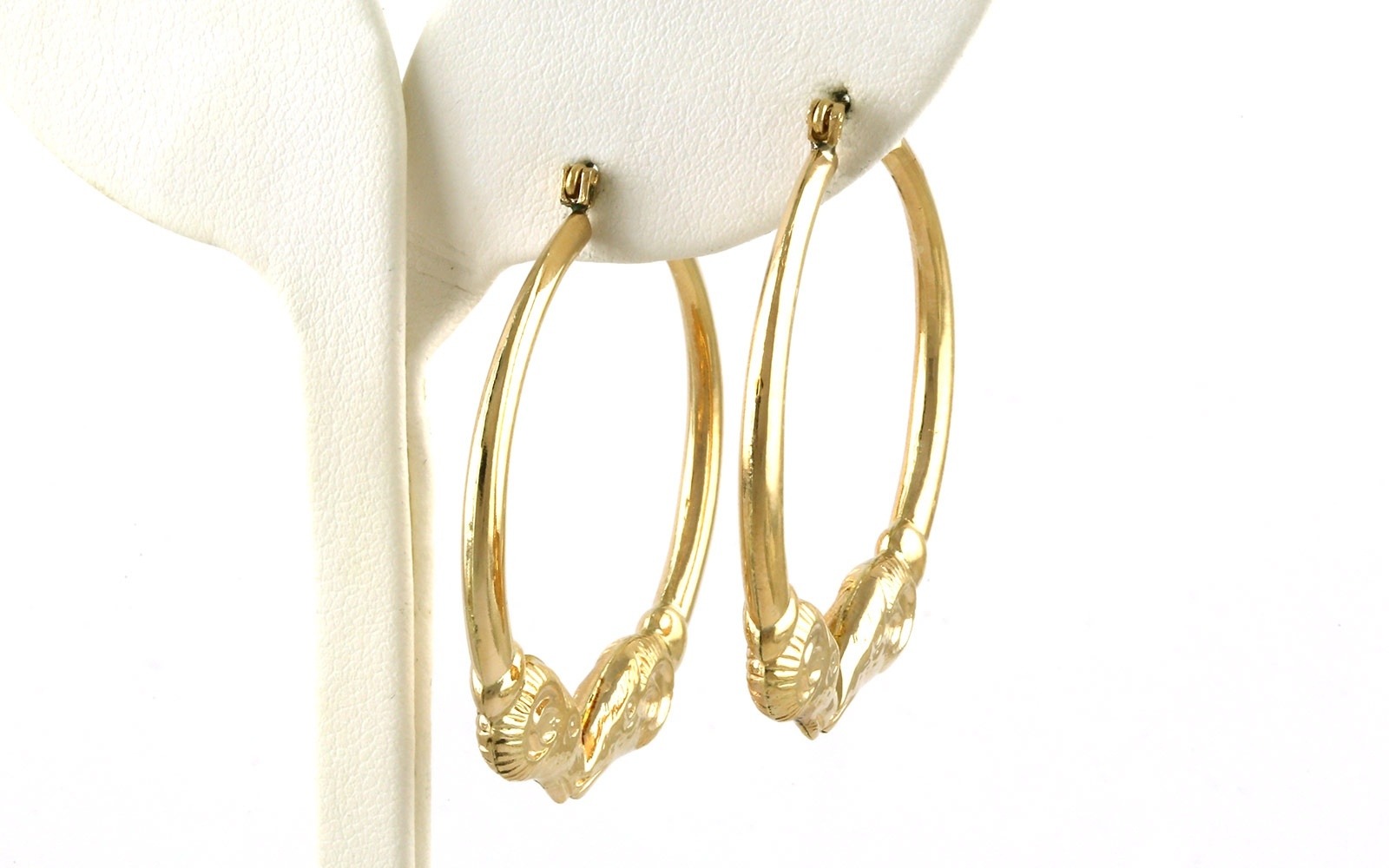Estate Piece: Aries The Ram Hoop Earrings in Yellow Gold