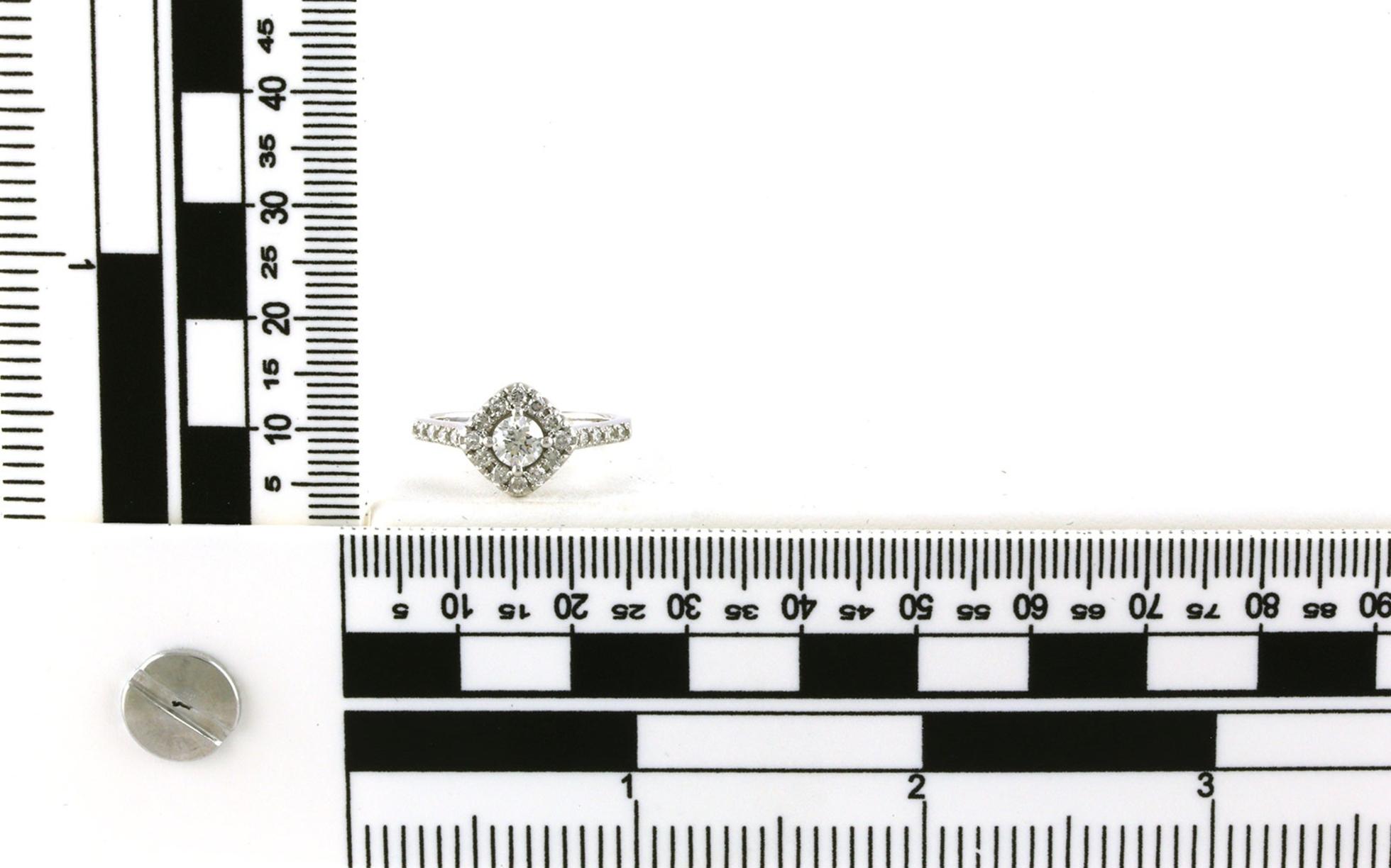 Estate Piece: Diamond Halo Engagement Ring in White Gold (0.50cts TWT) scale