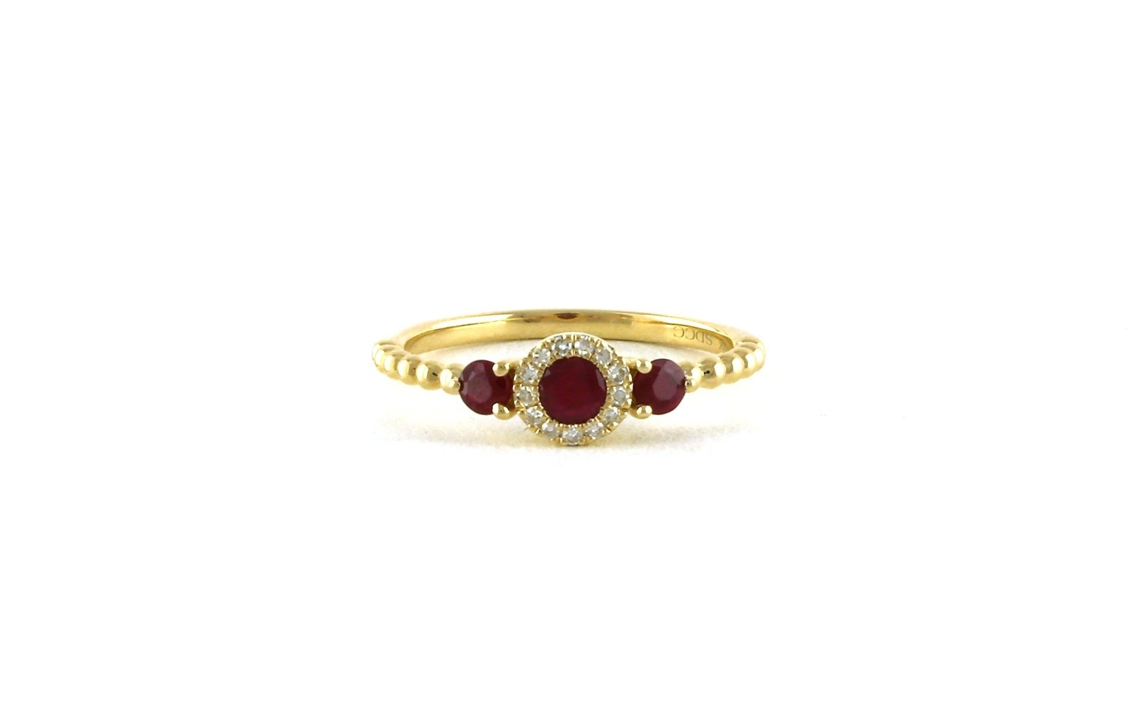 Ruby and Diamond Halo Ring in Rose Gold (0.53cts TWT)