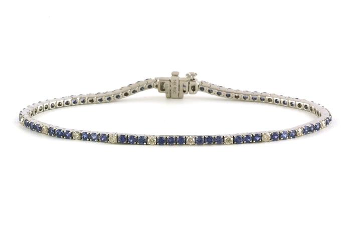 content/products/Montana Yogo Sapphire and Diamond 4-Prong Line Bracelet in White Gold (3.08cts TWT)